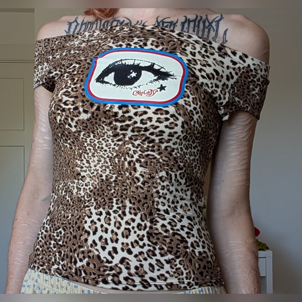 Omighty Leopard Print Boatneck Top